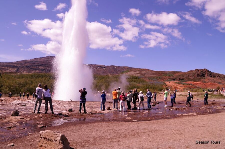 Day tour from, Reykjavik, KEF, Hveragerði, Selfoss or Hella - South Coast to Vík: Seljalandsfoss behind-the-water in summer, Skógafoss, glacier country, black sand