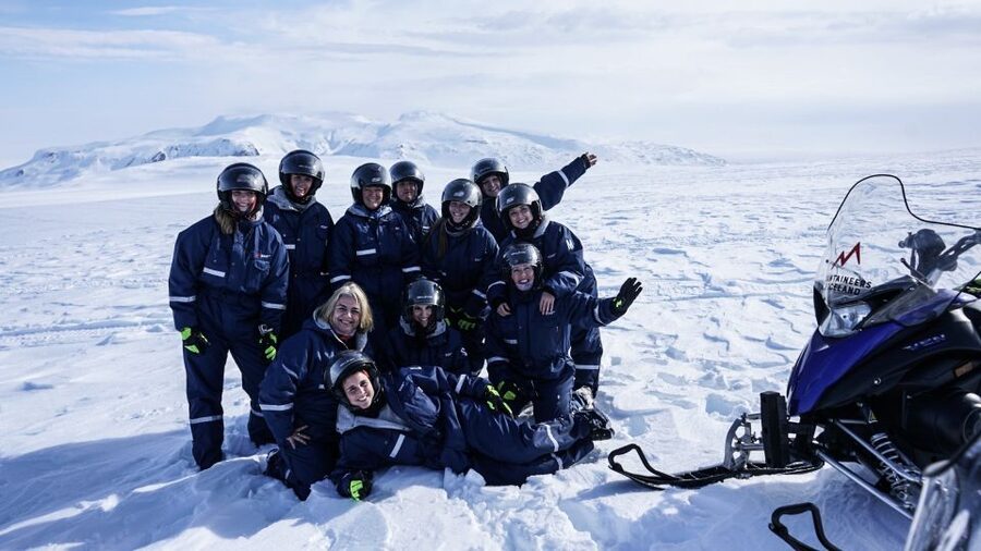 From Gullfoss: Langjökull Glacier Snowmobile Tour - The gear and safety briefing actually set you up