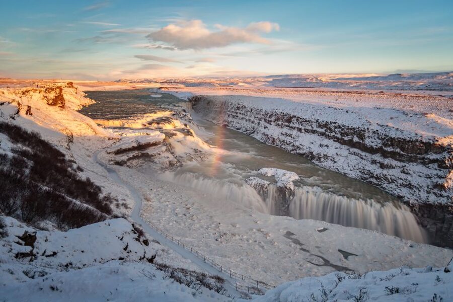 From Reykjavík: Golden Circle & Northern Lights Combo - Gullfoss waterfall: the Golden Waterfall photo stop
