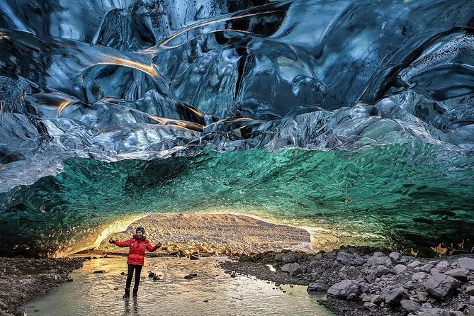 Ice Cave and Glacier Walk into Blue Glacier Canyon - Entering the ice cave: blue layers, headlamps, and safety habits