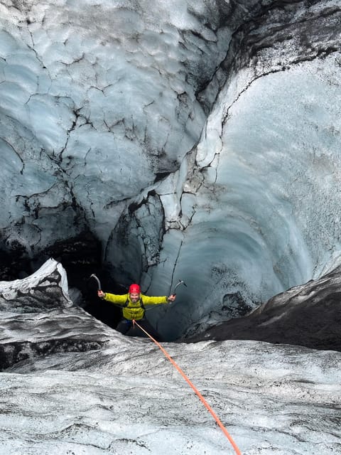 Ice climbing at Sólheimajökull - Safety briefing, crevasses, and how the ice-wall moment begins