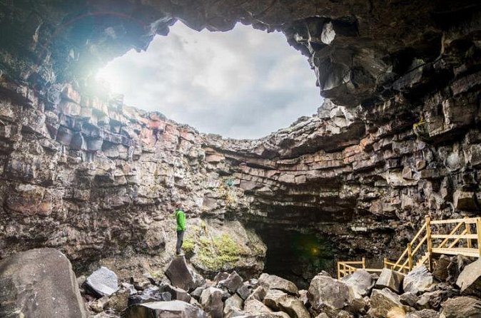 Icelandic Sagas and Volcanic Cave Private Tour - Husafell highlands gateway, lava fields, glacier views, and lunch