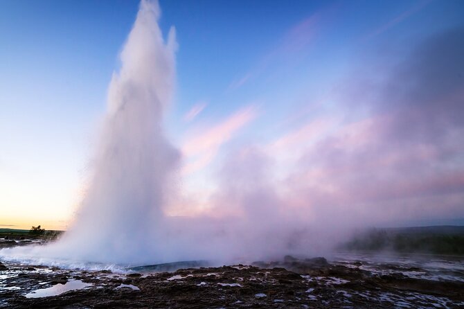 Private Bespoke Golden Circle Tour - Optional Kerið crater: red iron sand around a blue lake