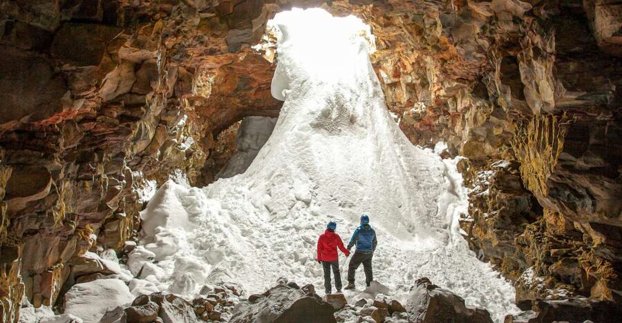 Raufarhólshellir Lava Tunnel: Underground Expedition - Entering the tunnel: helmets, headlamps, and the first look