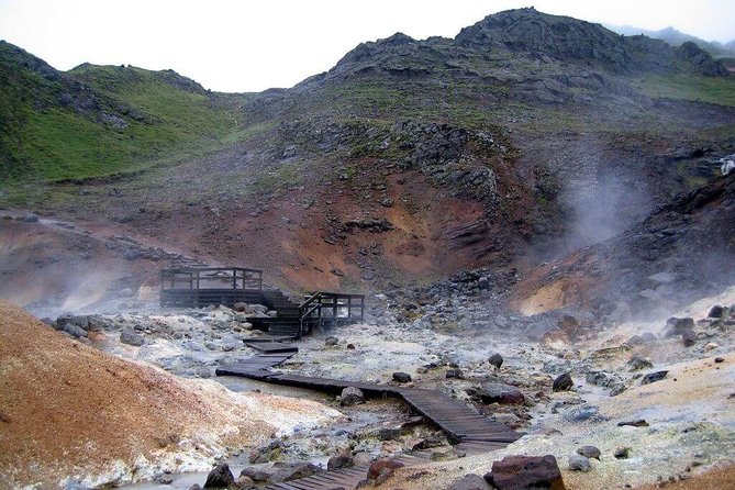 Reykjanes Peninsula + Lava fields - Krysuvik geothermal walk: boiling mud puddles and solfatara smells