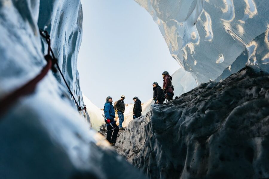 Skaftafell: Falljokull Glacier Easy Group Hike - Getting ready at Troll Expeditions Skaftafell: gear that actually helps